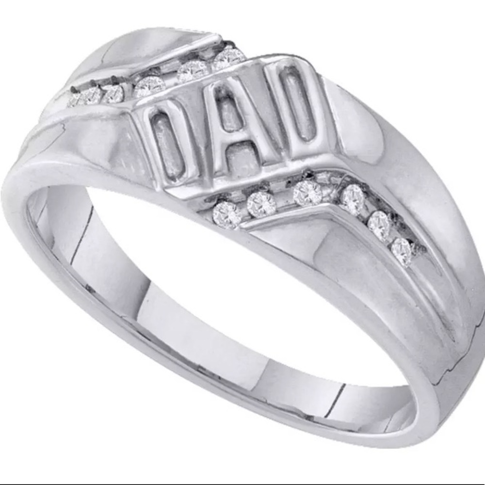 10k Mens Diamond Dad Father Band Ring 1/8 Cttw